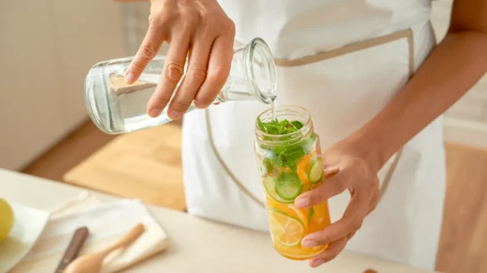 Preparing Citrus and Mint Infused Water