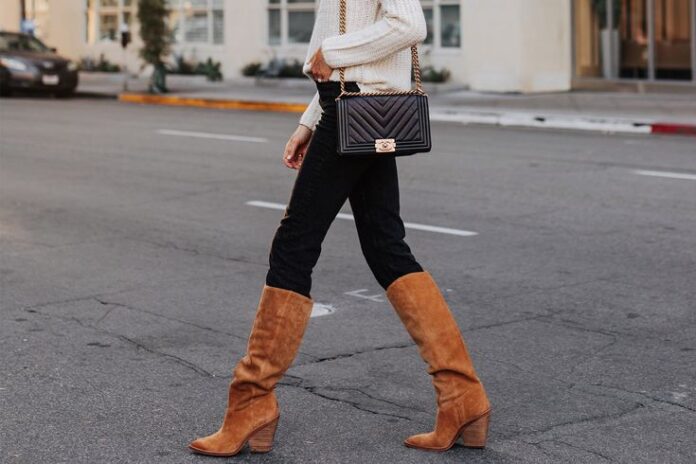 Classic suede knee high boots